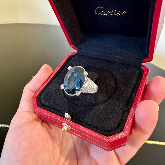 Judith Ripka Vintage Designer Formal Silver London Blue Topaz diamonique ring - Picture 11 of 17